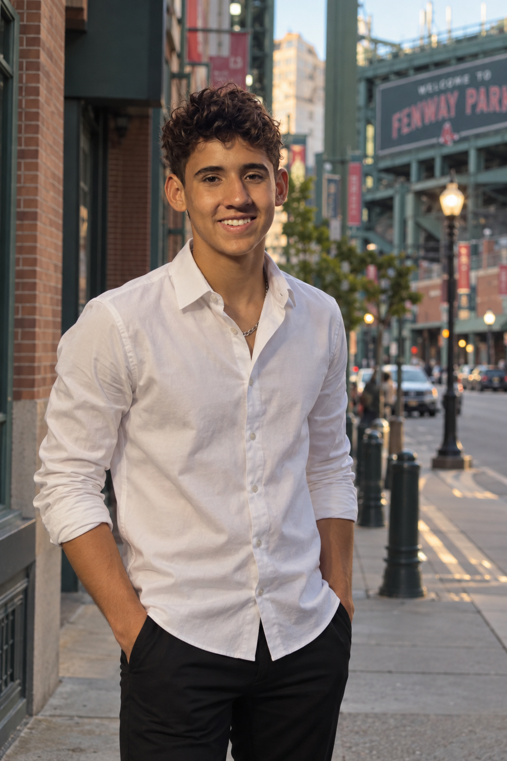 Charles Phelps outside Fenway Park